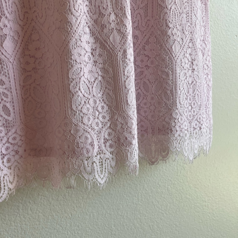 MI AMI - Francesca’s - Boutique Pink Lace Mini Dress Cap Sleeve Women’s Large - Picture 12 of 15